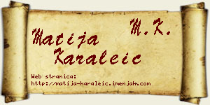 Matija Karaleić vizit kartica
